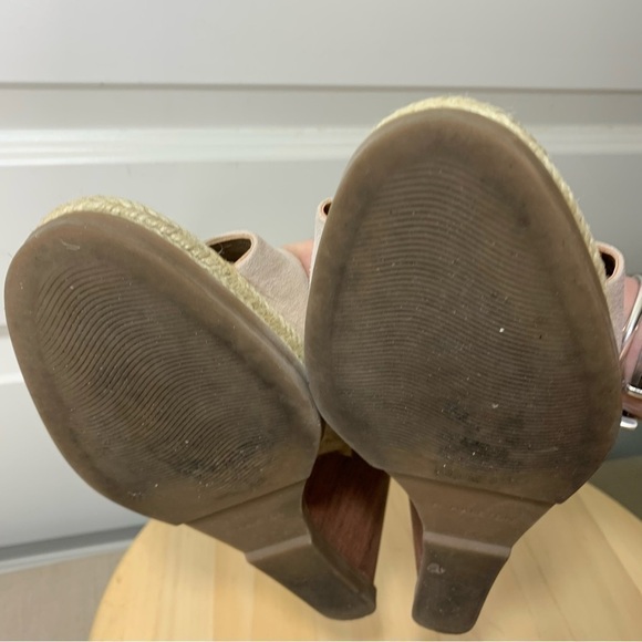 H By Halston Jane Nude Coastal Wrap Wedge Sandals Vegan Suede Leather Shoes 7.5 - Picture 10 of 13
